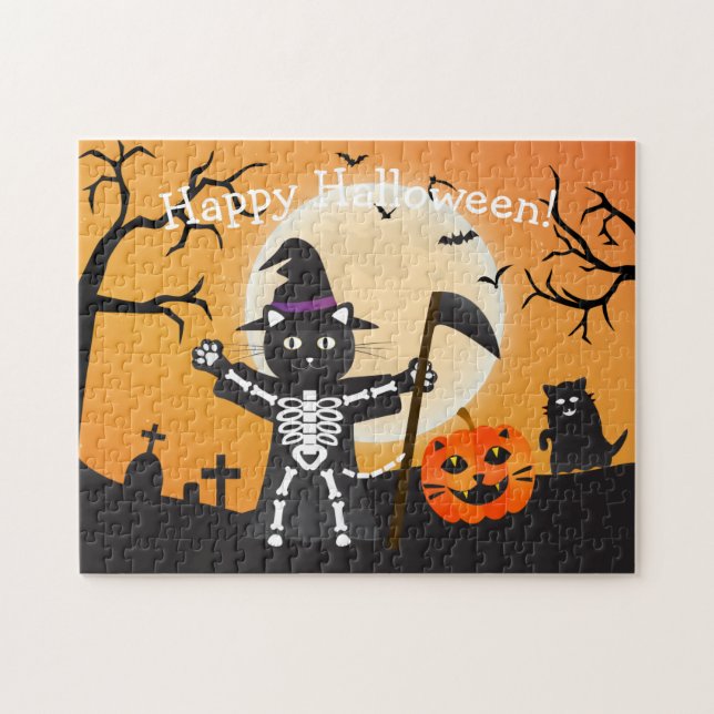 Puzzle Faucheuse Halloween Cat Grim (Horizontal)