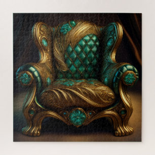 Puzzle Fauteuil Luxueux Vert Et Or