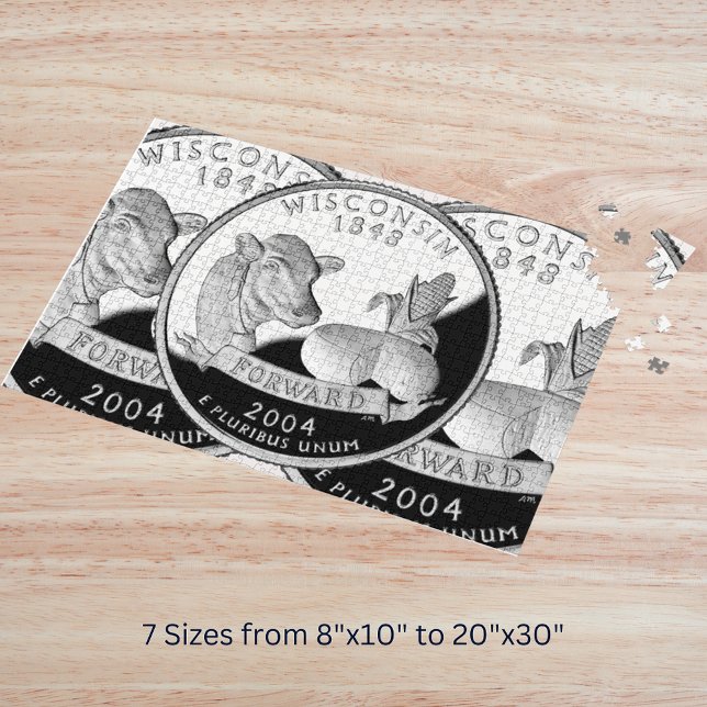 Puzzle Faux Wisconsin State Quarter Cow Cheese (Faux Wisconsin State Quarter Cow Cheese Corn Farm Jigsaw Puzzle)