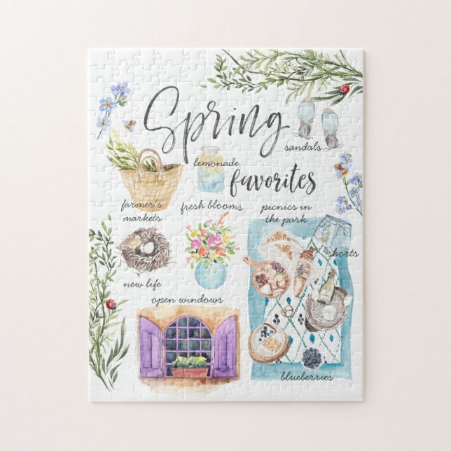 Puzzle Favoris de printemps tendance | Illustration aquar (Vertical)