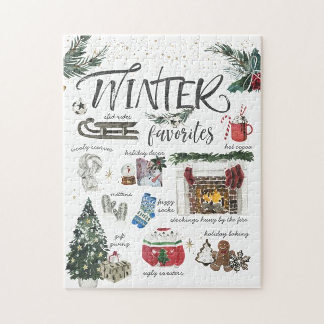 Puzzle Favoris hivernaux tendance | Illustrations d'aquar (Vertical)