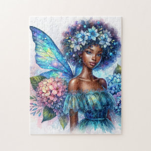 Puzzle Fée à la peau foncée avec afro et casse-tête aux h