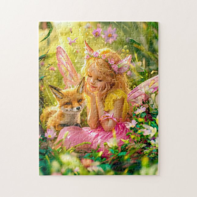 Puzzle Fée d'été et Fox joueuse (Vertical)