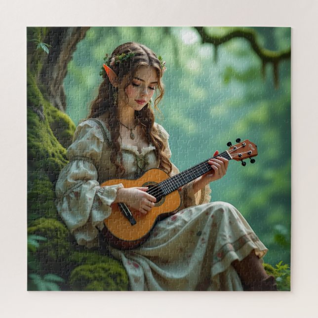 Puzzle Fée Elfe Enchantée Jouant du Ukulele (Vertical)
