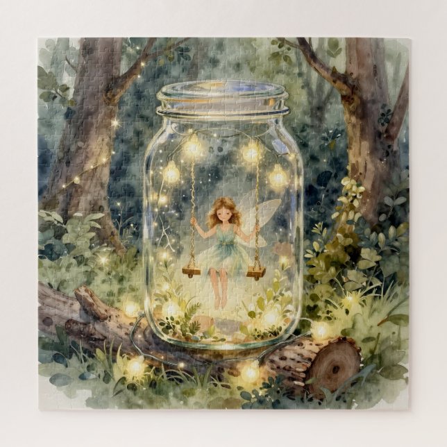 Puzzle Fée enchantée dans un pot dans une forêt magique (Vertical)