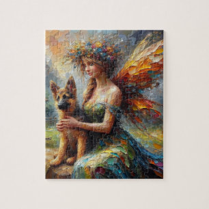 Puzzle Fée Fantastique Et Jeune Chiots Berger Allemand