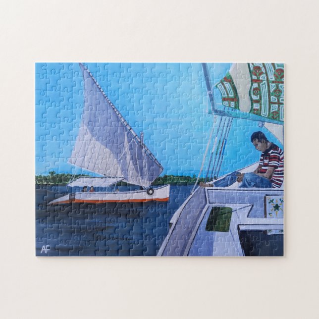 Puzzle Feluccas sur le Nil Peinture par Alfred Fox (Horizontal)