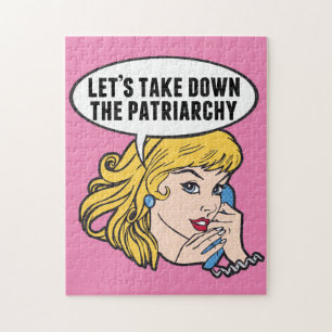 Puzzle Feminist Retro Pop Art Pink Anti Patriarchy Quote