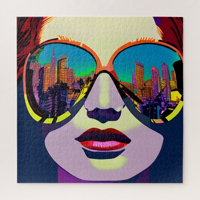 Puzzle Femme abstraite en lunettes de soleil avec reflet  (Vertical)