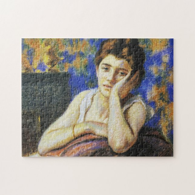 Puzzle Femme appuyée sur une chaise (Horizontal)