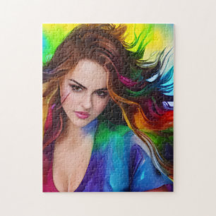 Puzzle Femme aquarelle colorée