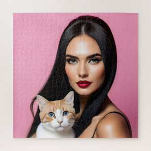 Puzzle Femme artistique avec chat