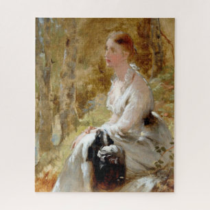Puzzle Femme assise dans une forêt (Elégante beauté)