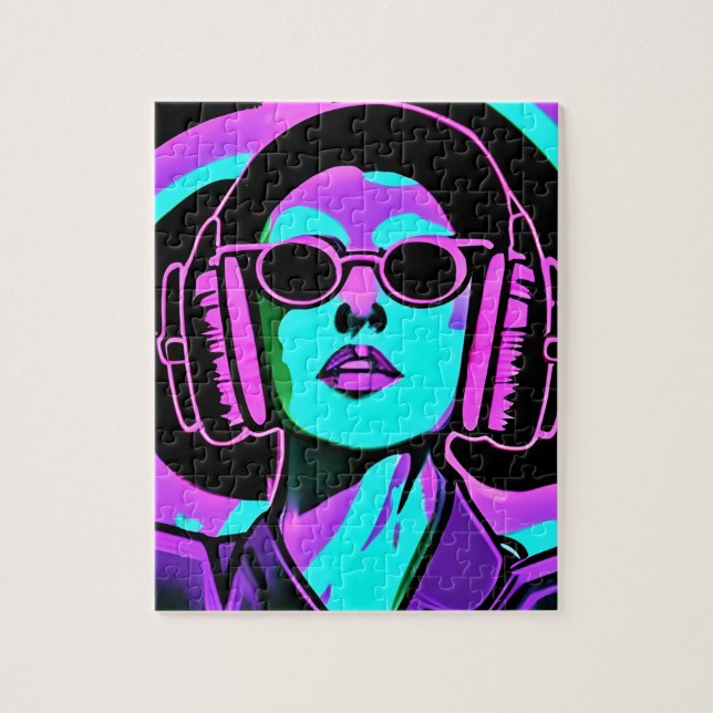 Puzzle Femme au casque IA Art (Vertical)