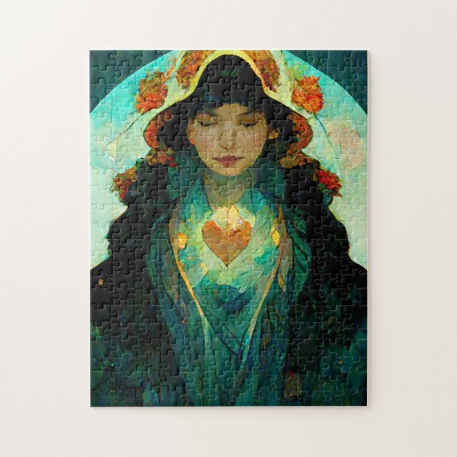 Puzzle Femme au coeur brillant Imaginaire Sci-Fi (Vertical)