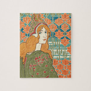 Puzzle Femme aux Cheveux Rouges Lys Orange Impression d'A