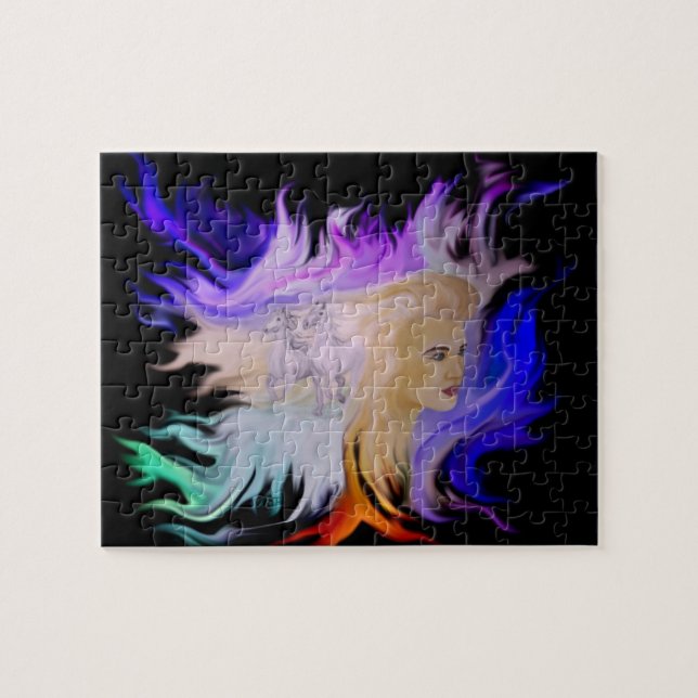 Puzzle Femme avec cheval (Horizontal)