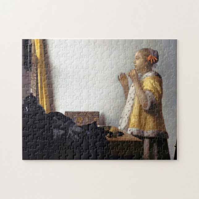 Puzzle Femme avec collier de perles, Johannes Vermeer (Horizontal)
