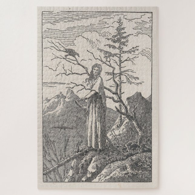 Puzzle Femme avec corbeau à Abyss - Friedrich (Vertical)