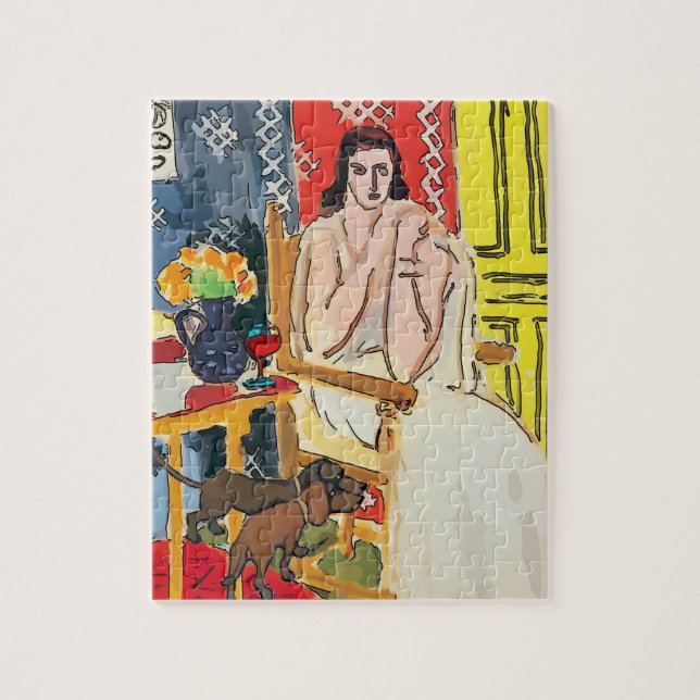 Puzzle Femme avec Dachshunds, Matisse stylée (Vertical)