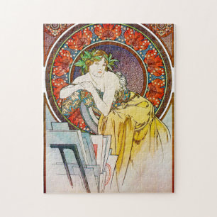 Puzzle Femme avec du pavot, Mucha