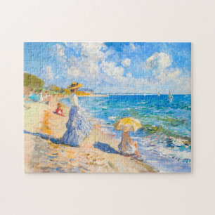 Puzzle Femme avec parasol à la plage Impressionnisme