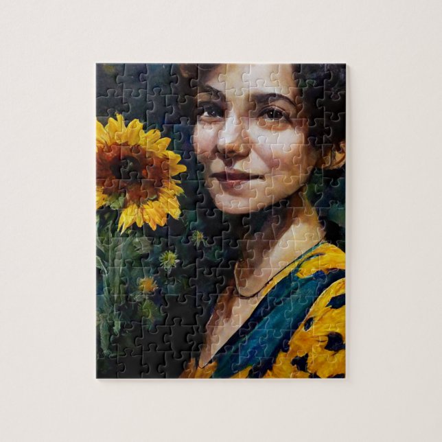 Puzzle Femme avec tournesol (Vertical)