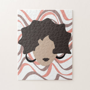 Puzzle Femme Cheveux Bruns Ondulés Coiffeur Beauté Visage