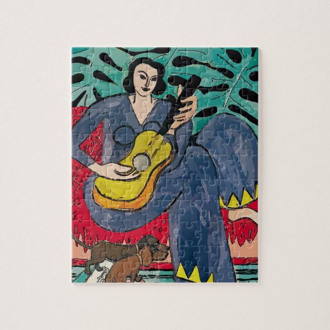 Puzzle Femme, Dachshunds, guitare Matisse (Vertical)