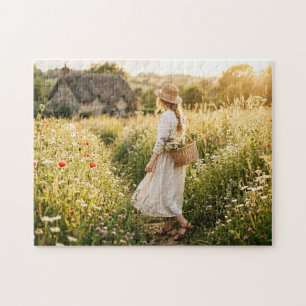 Puzzle Femme dans un champ de blé