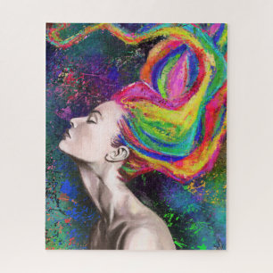 Puzzle Femme de cheveux coloré - Peinture Art