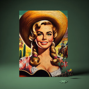 Puzzle Femme de la ferme rétro mignonne