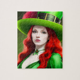 Puzzle Femme de la Saint-Patrick avec un haut-de-forme ve