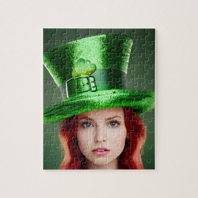 Puzzle Femme de la Saint-Patricks à Tophat (Vertical)