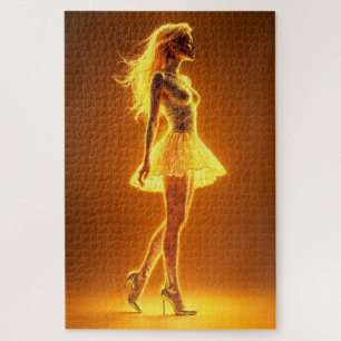 Puzzle Femme de mode éclairée avec brillance du corps néo