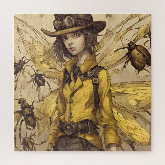 Puzzle Femme d'insectes Steampunk (Vertical)