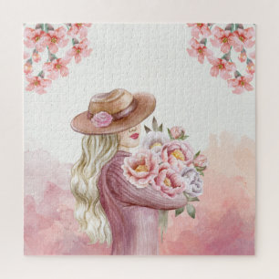 Puzzle Femme Élégante avec Impression d'Art Aquarelle de
