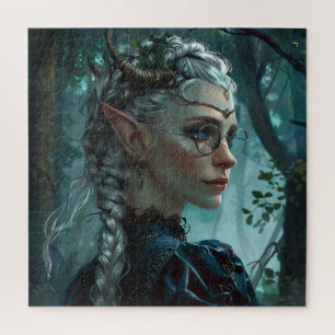 Puzzle Femme elfe avec cornes et lunettes