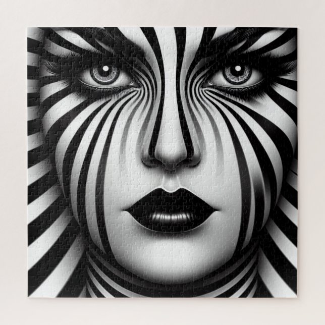 Puzzle Femme en bande noire et blanche (Vertical)