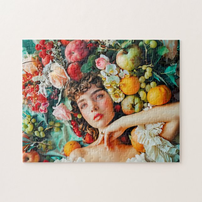 Puzzle Femme entourée de fruits et de fleurs (Horizontal)