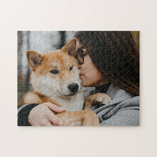 Puzzle Femme et animal de compagnie chien