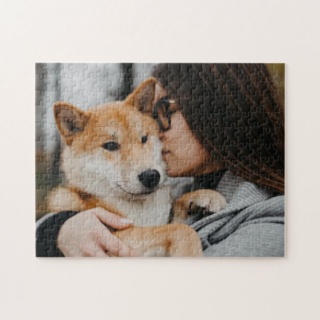 Puzzle Femme et animal de compagnie chien (Horizontal)