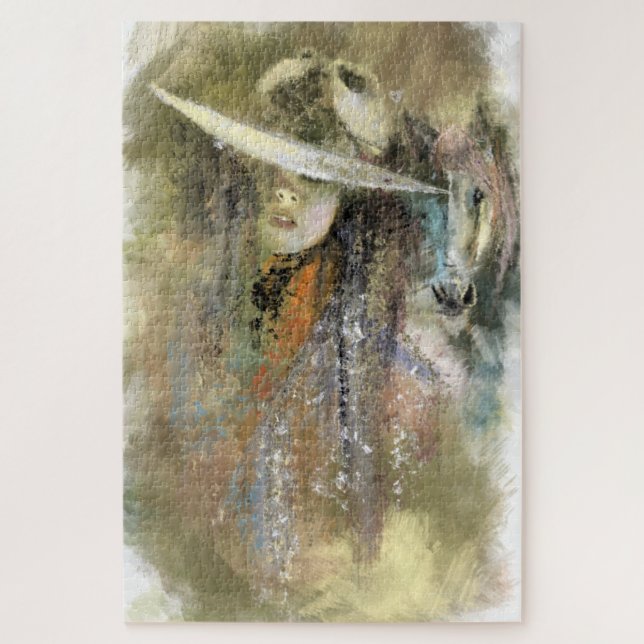 Puzzle Femme et Cheval - peinture originale Abstraite (Vertical)