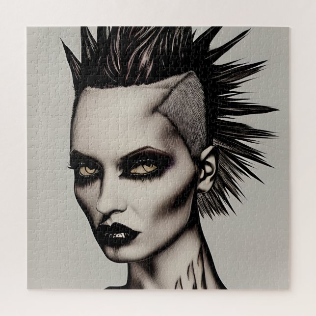 Puzzle Femme féroce en Mohawk et Piercings Punk gothique (Vertical)