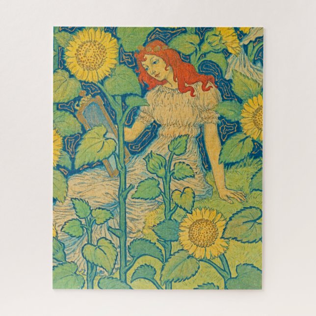 Puzzle Femme-fille de fleurs dans le jardin de tournesol (Vertical)