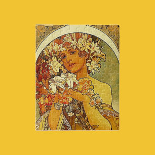 Puzzle Femme florale Art Nouveau vintage de style Mucha