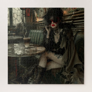 Puzzle Femme gothique au café