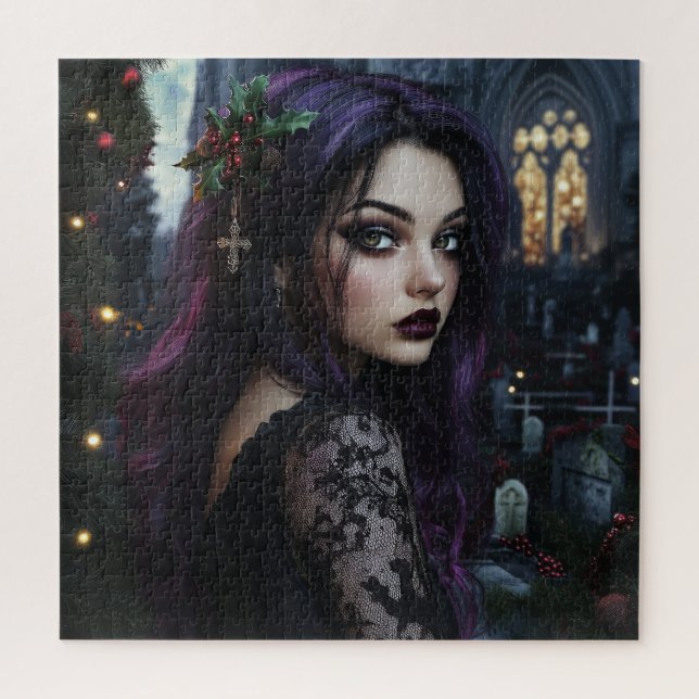 Puzzle Femme gothique dans l'église de Noël (Vertical)