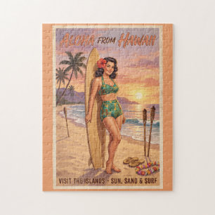 Puzzle Femme Hawaïenne de Style Rétro Épinglée