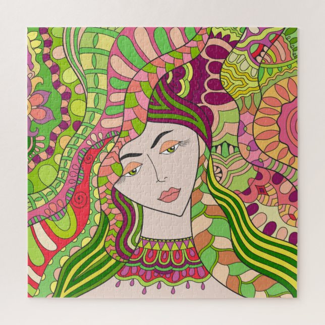 Puzzle Femme Imaginaire : Printemps Abstrait Folk. (Vertical)